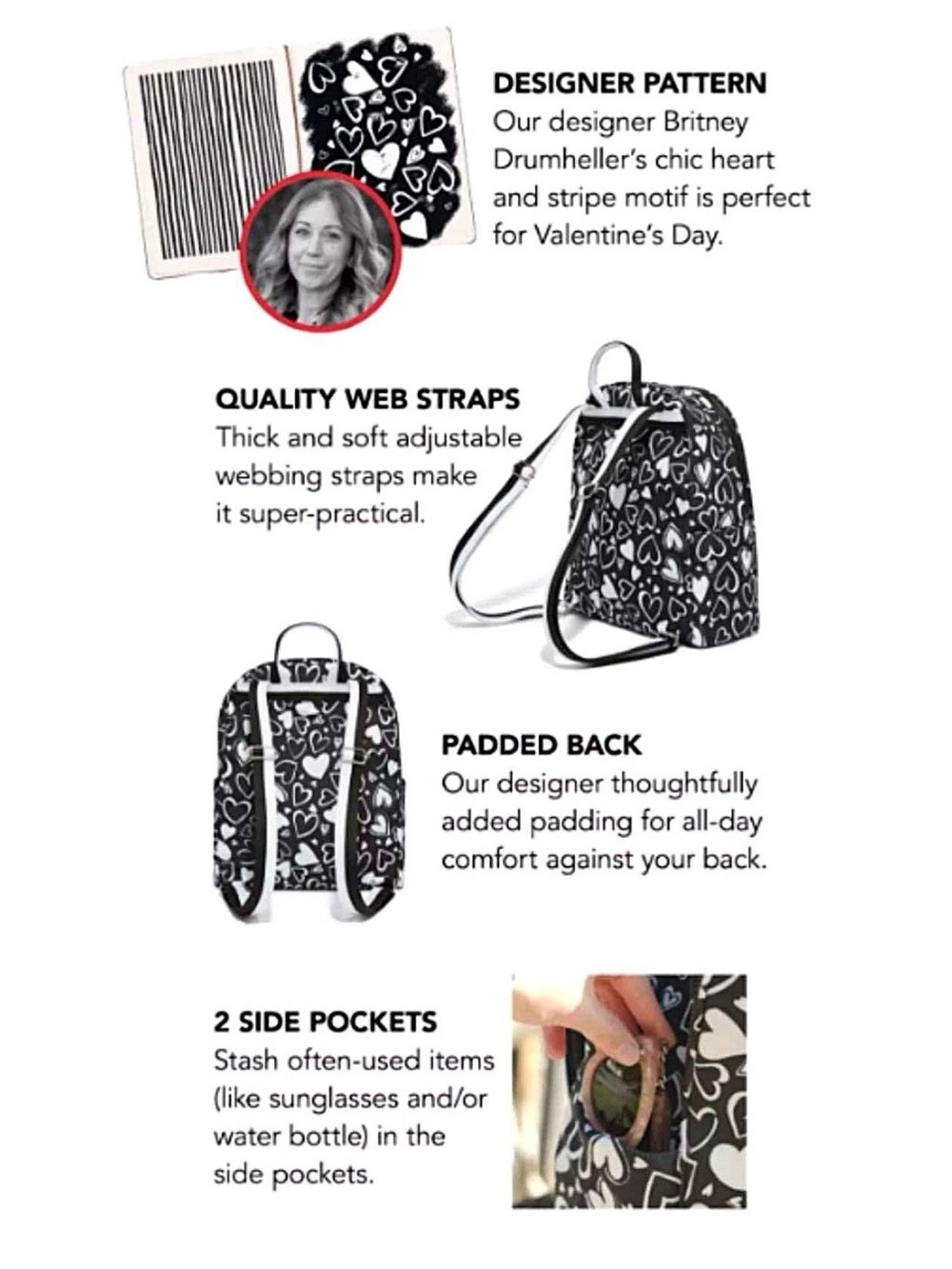 Brighton Endless Love Hearts Backpack Limited Edition School Travel Designer New - Picture 12 of 15
